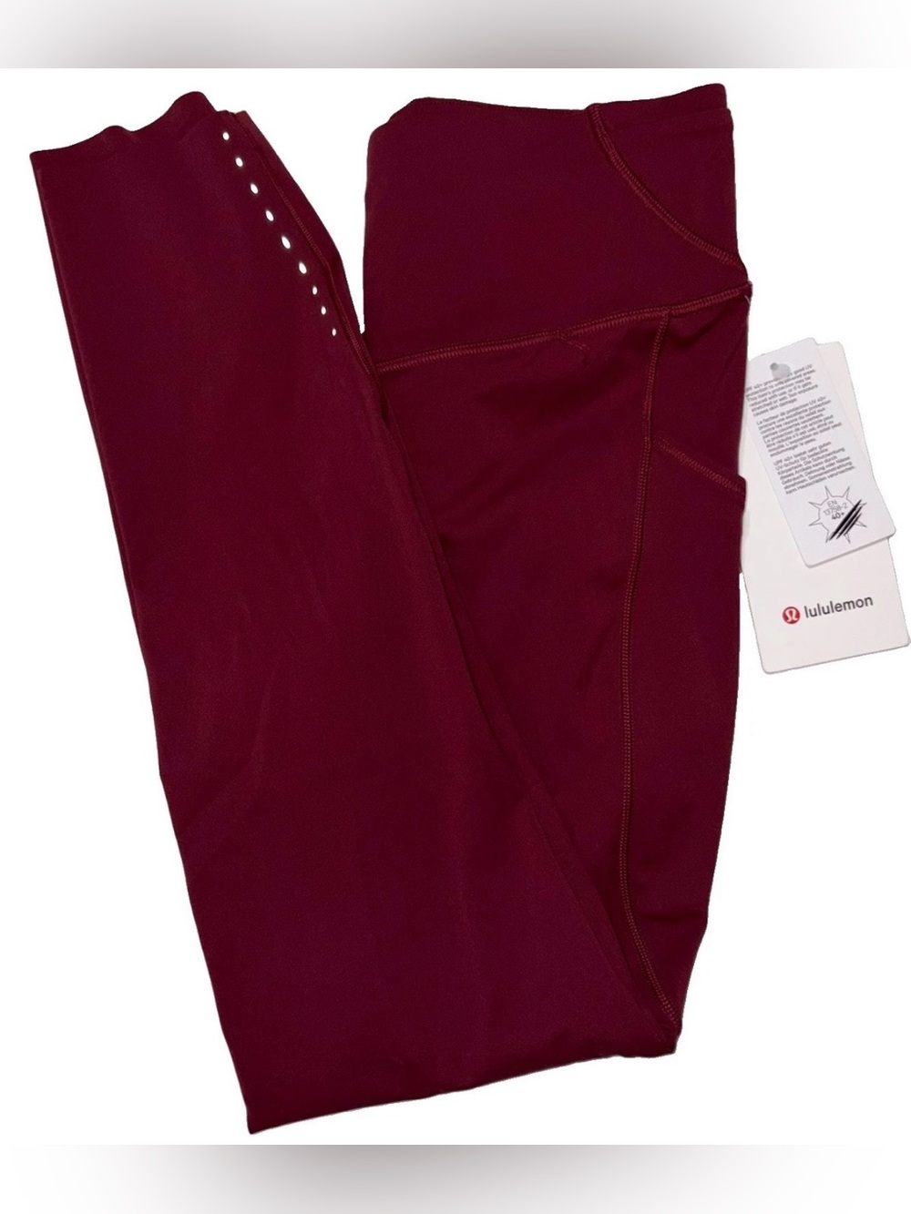 NWT*LULULEMON*SIZE 6*FAST & FREE HIRISE TIGHT 25” L W/POCKETS*BURGUNDY BAY $138